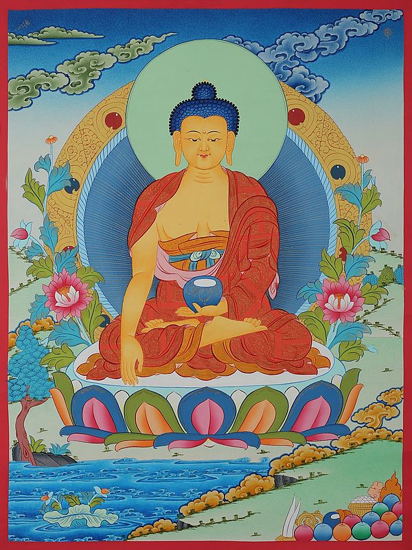 Shakyamuni Buddha Thangka Painting (Brocadeless Thangka)