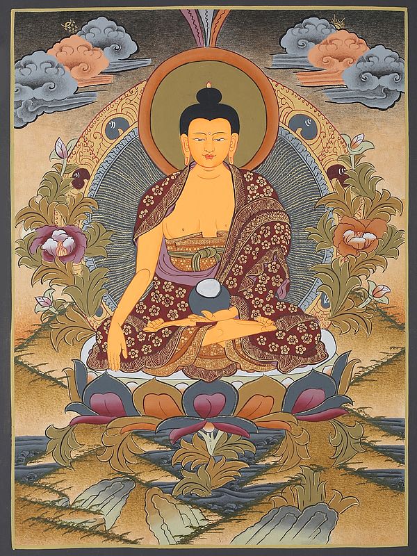 Tibetan Shakyamuni Buddha (Brocadeless Thangka)