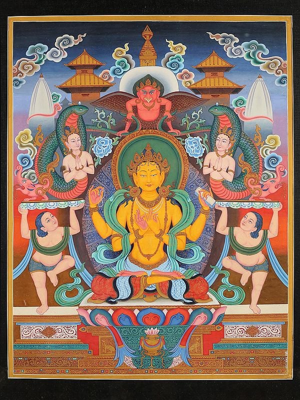 Newari Buddhist Goddess Prajnaparamita (Brocadeless Thangka)