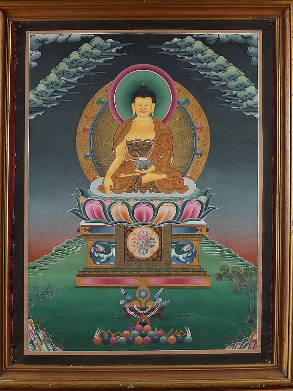 Tibetan Shakyamuni Buddha (Brocadeless Thangka)