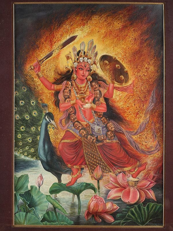Newari Goddess Kaumari (Brocadeless Thangka)