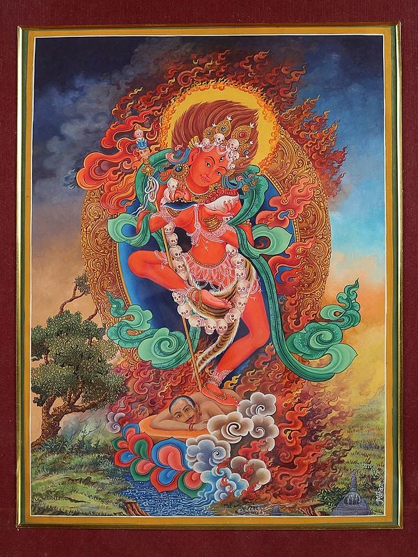 Newari Goddess Vajrayogini (Brocadeless Thangka)