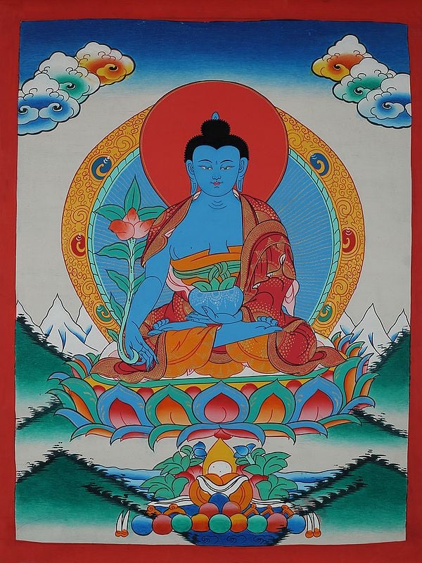 Tibetan Medicine Buddha (Brocadeless Thangka)