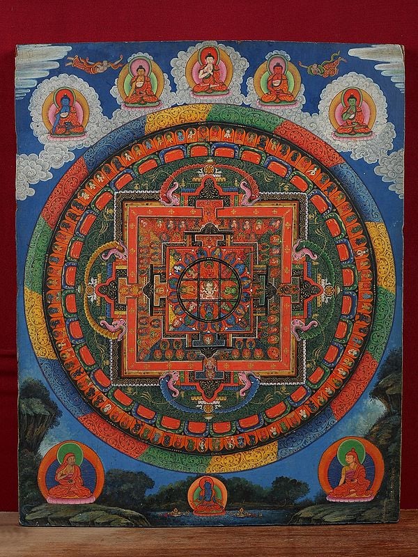 Newari Dharmadhatu Mandala (Brocadeless Thangka)