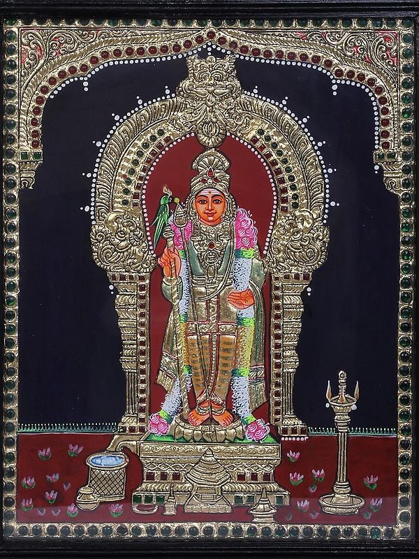 Standing Lord Karttikeya (Murugan) Tanjore Painting | Traditional ...