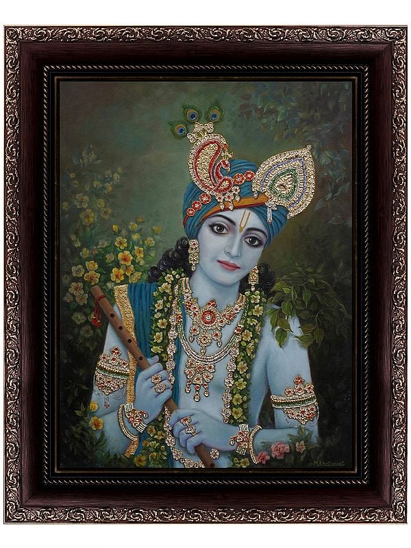 "Mana Mohana" Lord Krishna as the Enchanter of the Heart | Gold & Wood | Handmade