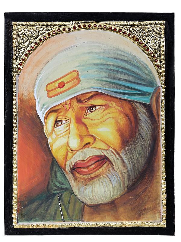 Sai Baba | Traditional Colors with 24 Karat Gold | With Frame