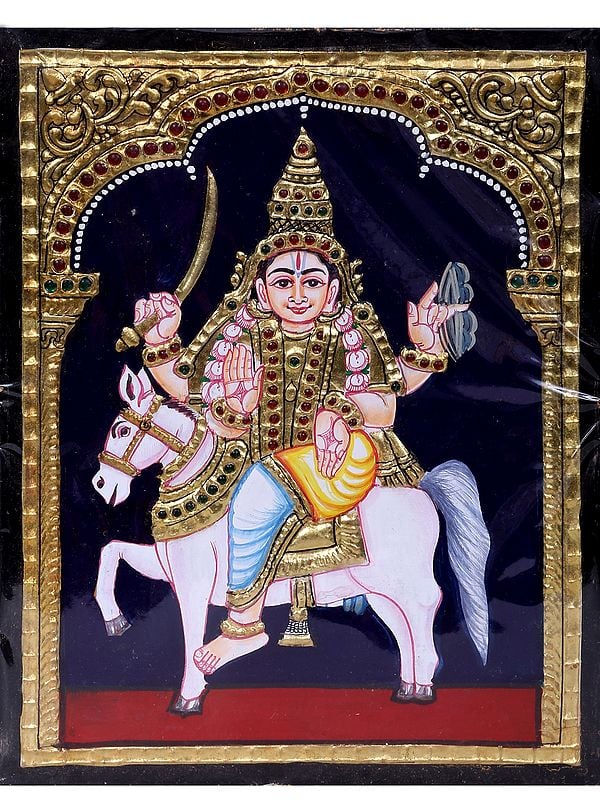 Kalki Avatara of Lord Vishnu | Traditional Colors with 24 Karat Gold | With Frame