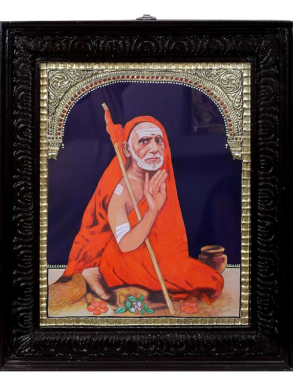 Maha Periyava | Traditional Colors with 24 Karat Gold | With Frame