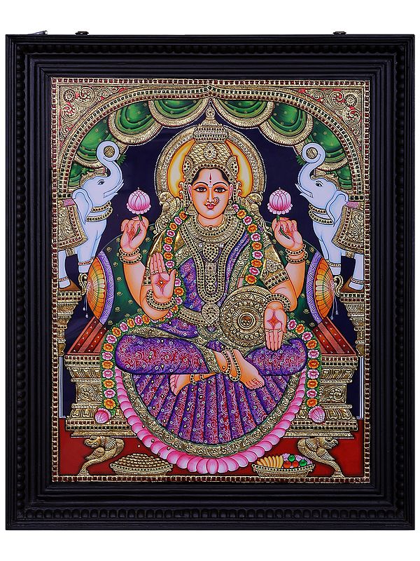 Devi Gajalakshmi | Traditional Colors with 24 Karat Gold | With Frame
