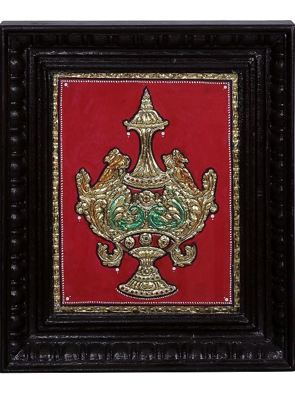 Designer Jug Tanjore Painting | Traditional Colors with 24 Karat Gold | With Frame