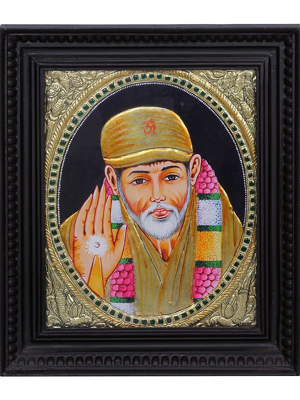 Sai Baba Tanjore Painting | Traditional Colors with 24 Karat Gold | With Frame
