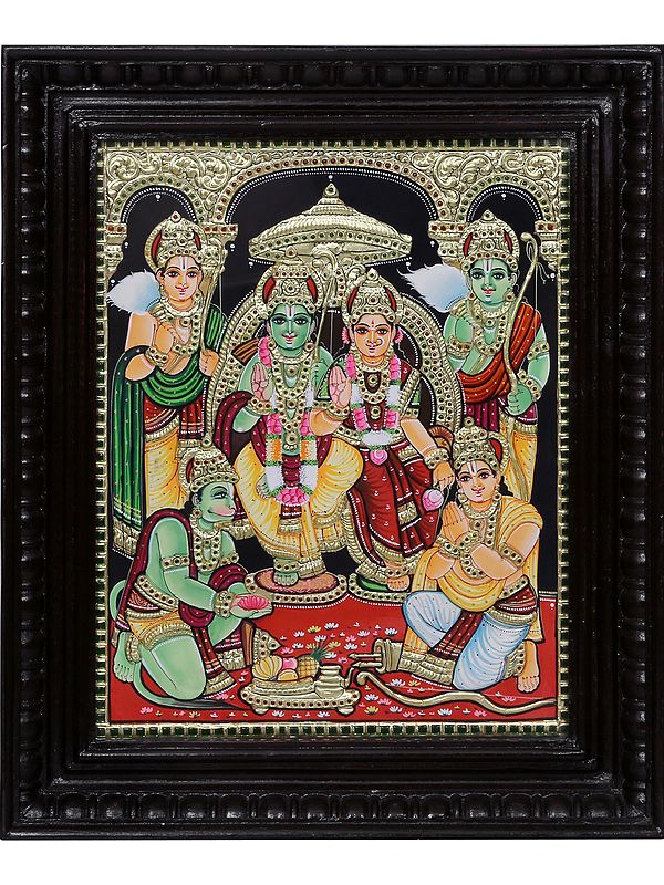 Ram Darbar l Traditional Colors with 24 Karat Gold l With Frame