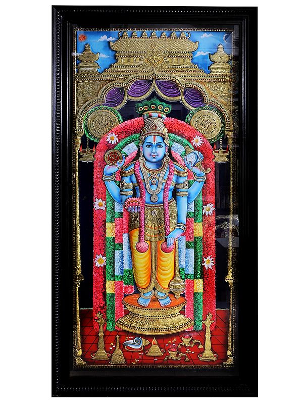 Lord Guruvayurappan | Traditional Colors with 24 Karat Gold | With Frame
