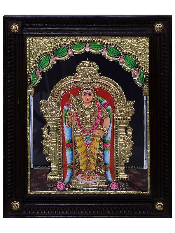 Lord Murugan (Kartikeya) Tanjore Painting | Traditional Colour With 24 Karat Gold | With Frame