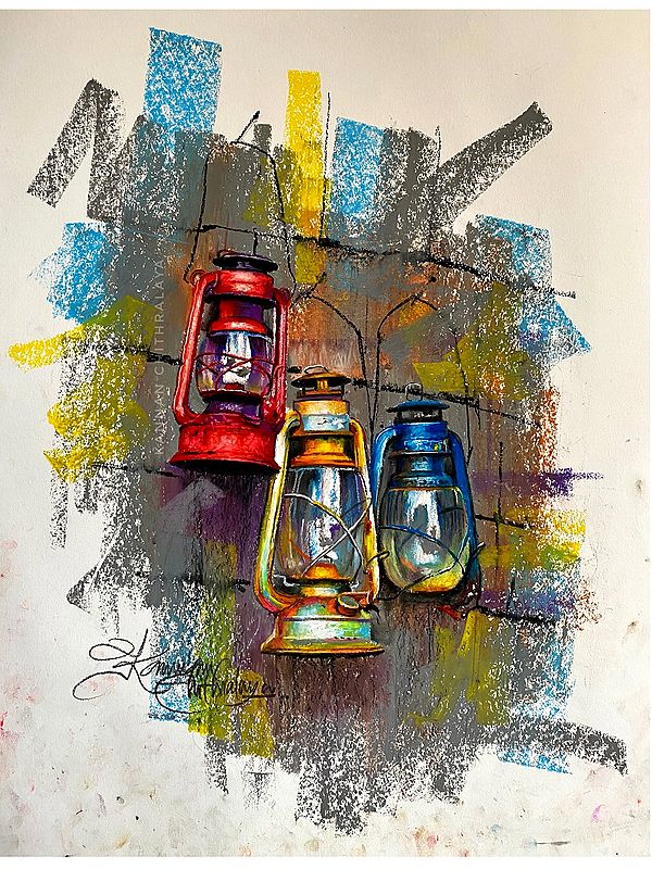 Lanterns | Oil Pastels on Paper