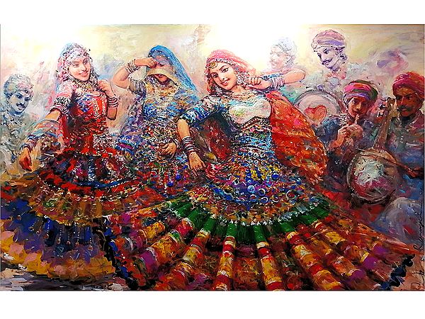 Indian Ladies Dancing On Desert Festival