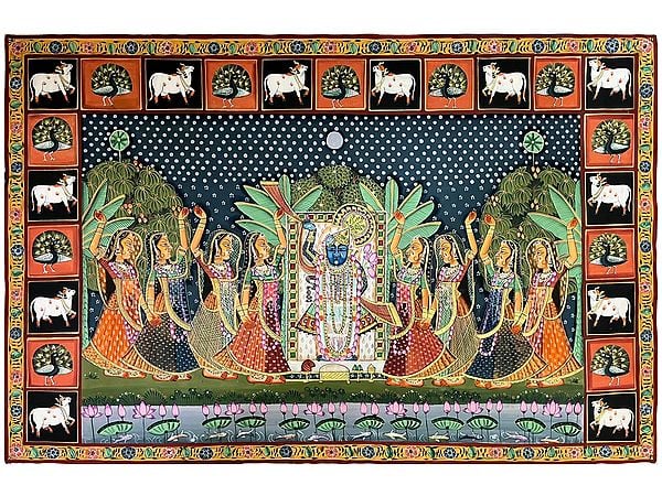 Lord Shrinathji With Ashtabharya | Pichwai Art