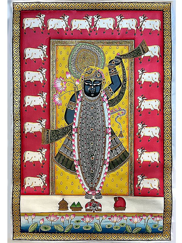 Hindu God Shrinathji Inside Cow Frame | Pichwai Art