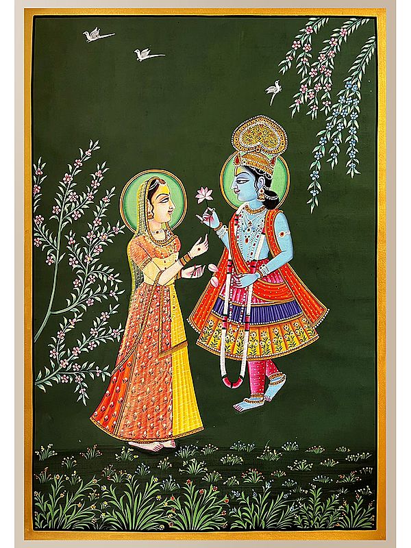 Shri Krishna Offering Flower To Radha | Pichwai Art