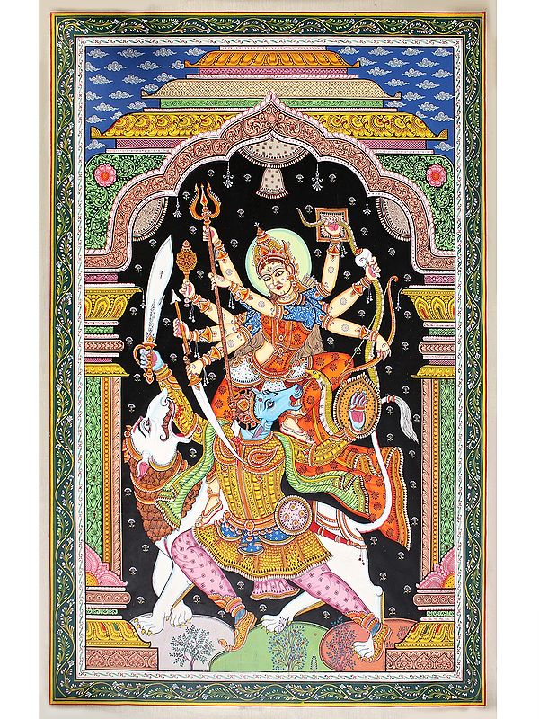 Goddess Durga Killing Mahishasura | Paata Painting