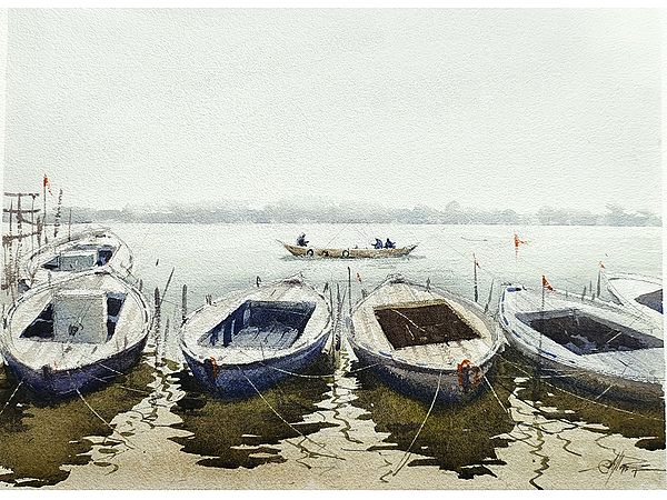 Four Boats on Queue | Watercolor On Paper