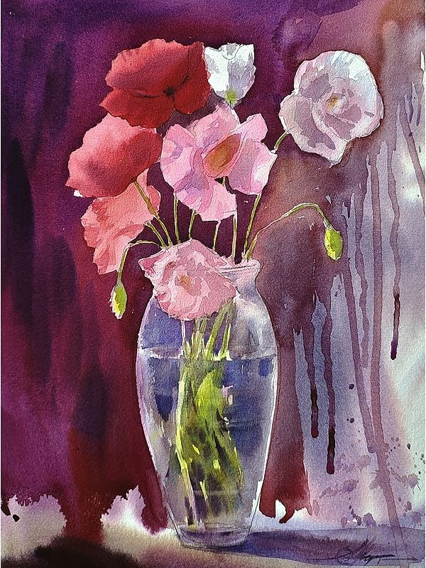 Glass Flower Vase | Watercolor on Paper