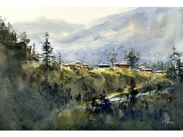 Painting of The Hill Paradise - By Achintya Hazra