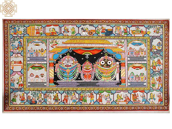 Hindu Deities Jagannatha Balabhadra and Subhadra | Patta Painting | Odisha Art
