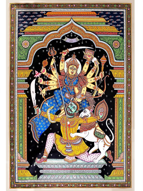 Goddess Durga Killing Demon Mahishasura | Patta Painting | Odisha Art