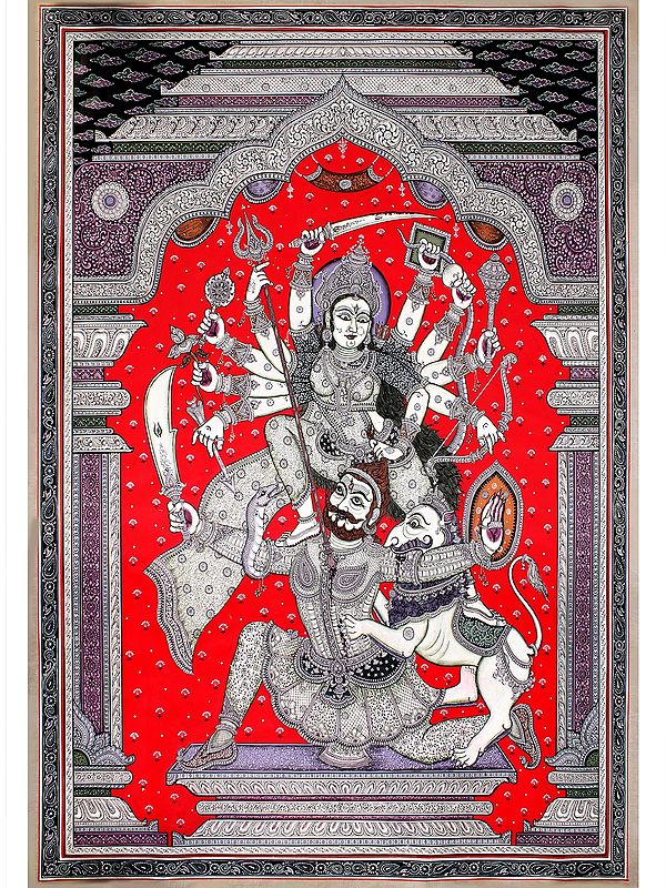 Maa Durga Defeating Demon Mahishasura | Patta Painting | Odisha Art