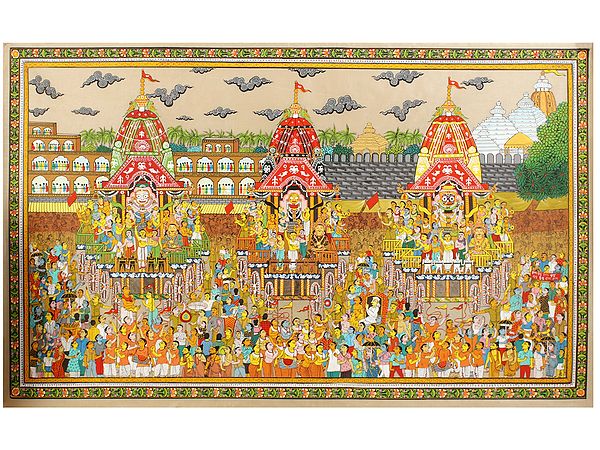 Jagannath Rath Yatra Patachitra Painting on Tussar Silk