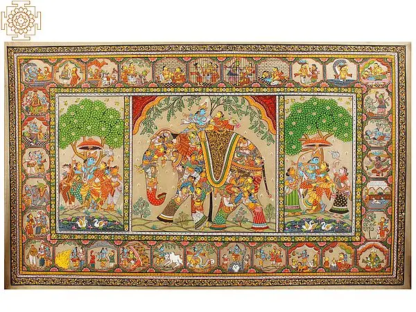 Radha Krishna On Elephant