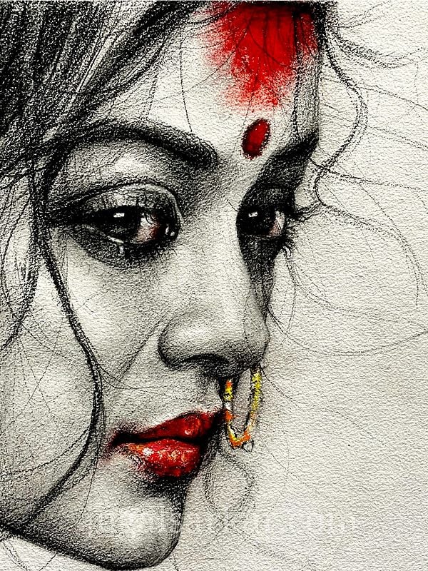 Sketch of a Traditional Indian Woman Fac... | Stock Video | Pond5