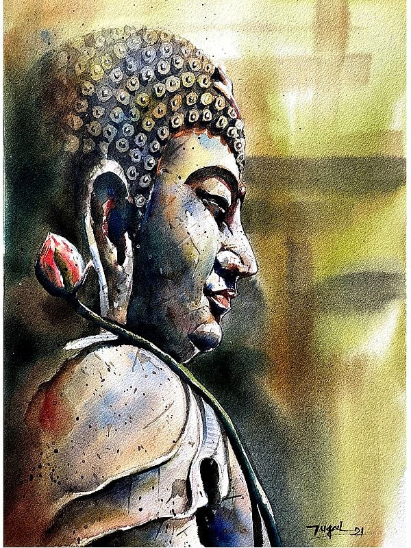 Buddha Watercolor Painting By Jugal Sarkar