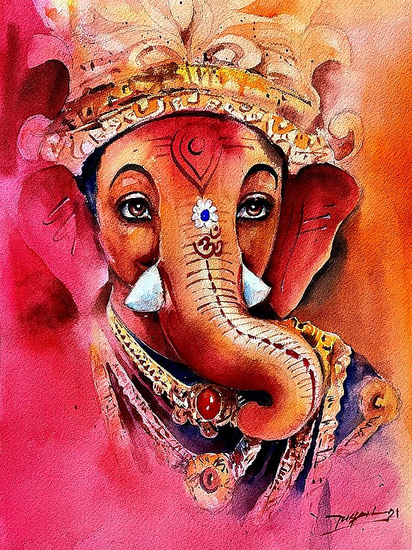 Lord Ganesha | Watercolor Painting by Jugal Sarkar