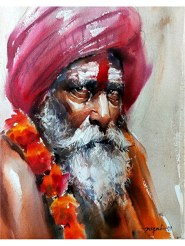 Sadhu Watercolor Painting By Jugal Sarkar