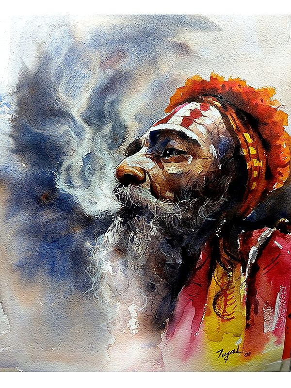 Portrait of Sadhu | Water Color | Painting By Jugal Sarkar