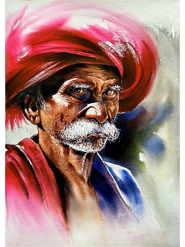 Old Man | Water Color | Painting By Jugal Sarkar