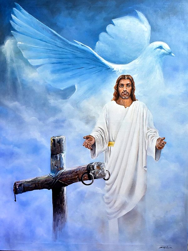 Messiah Jesus Christ within Heaven | Acrylic Painting on Canvas By Jugal Sarkar