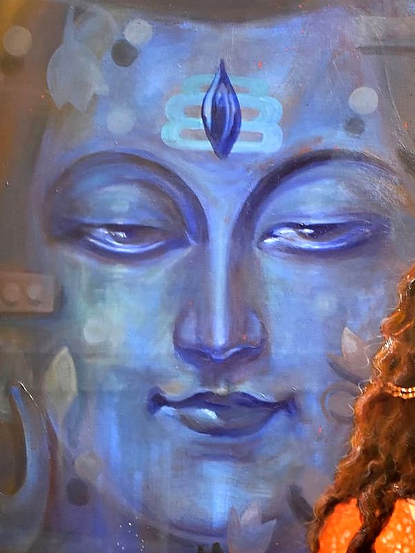 Devi Parvati in Lord Shiva Background | Acrylic on Canvas | Painting By ...
