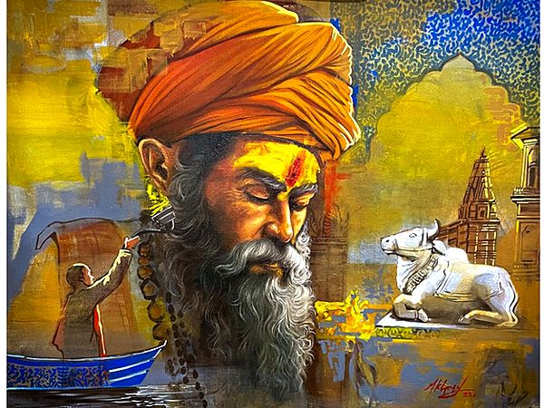 Sacred Indian | MK Goyal | Mix Media on Canvas