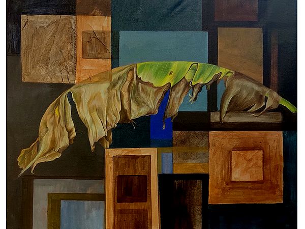 Memory Banana Leaf | MK Goyal | Mix Media on Canvas