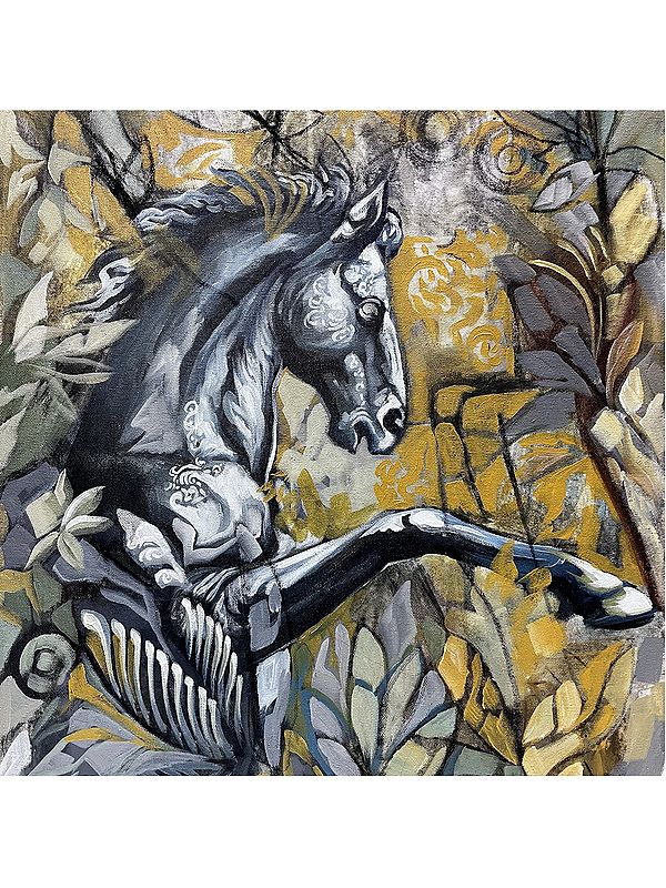 Rearing Horse | MK Goyal | Mix Media on Canvas