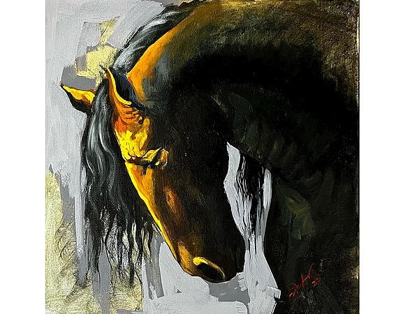 Sad Horse | MK Goyal | Mix Media on Canvas