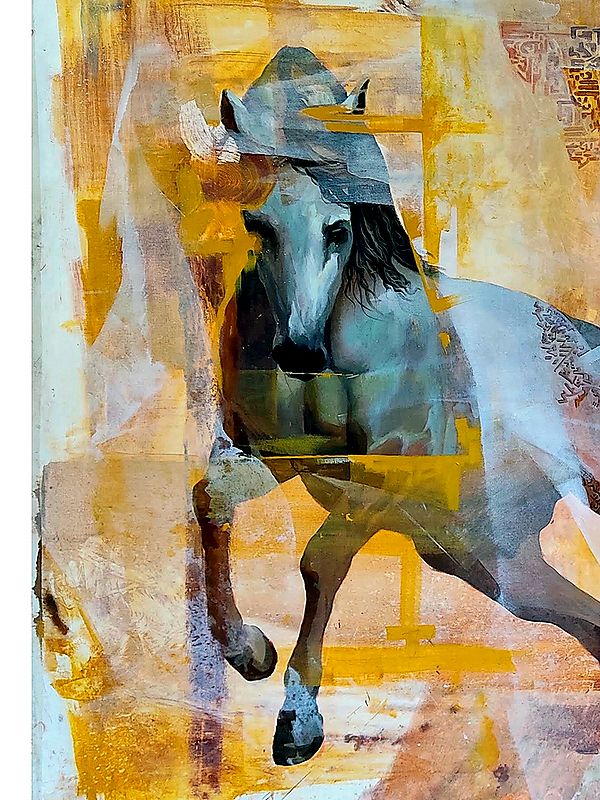 Running Horse Painting by MK Goyal Exotic India Art