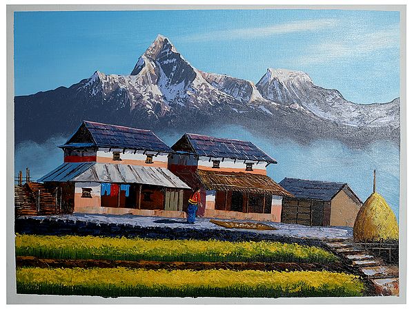 House at Machapuchare | Oil Painting