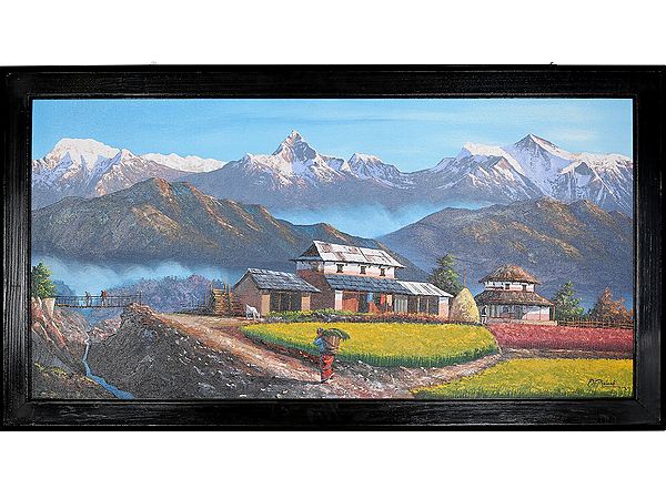 Village Household Near Mount Everest | Oil On Canvas