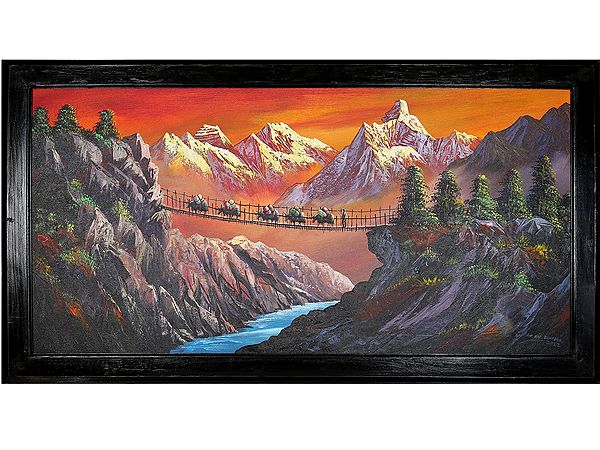 Sunset Near Mountain Valley | Oil On Canvas