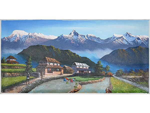Mount Everest Rice Agriculture Painting | Oil On Canvas